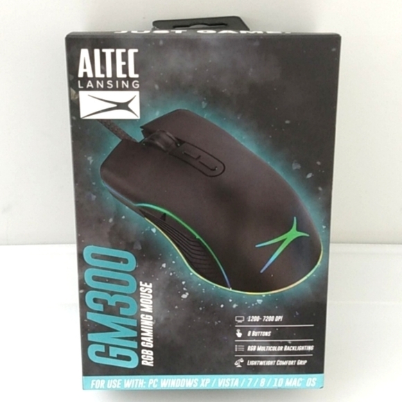ALTEC LANSING GM300 BLACK RGB 8 BUTTON ERGONOMIC GAMING MOUSE NWT - Picture 1 of 7